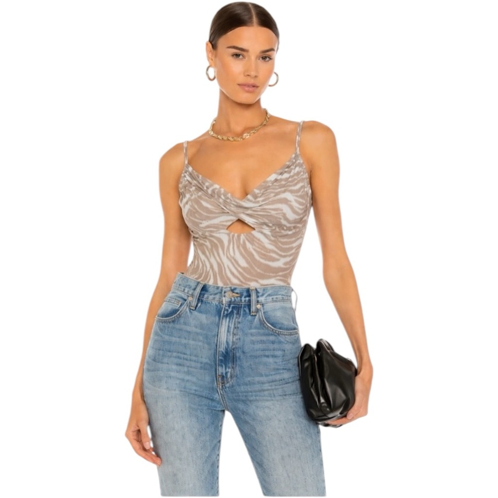 STELLA Laguna Beach Zebra Animal Print Bodysuit Y2K Trendy Festival Clubwear 📐S